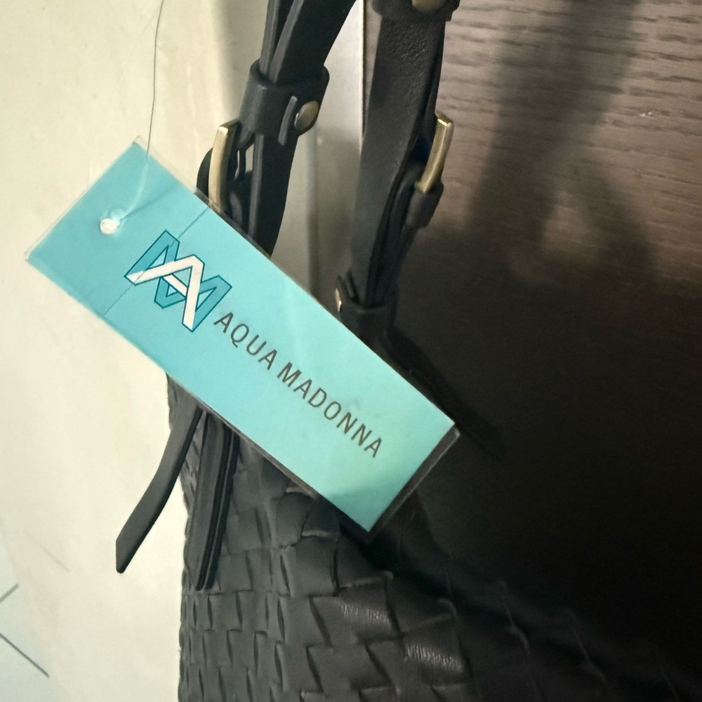 Aqua Madonna Black Woven Tote Bag - Picture 5 of 6